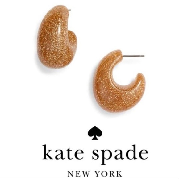 New Kate SpadeNew York GlitterHoop GoldEarrings